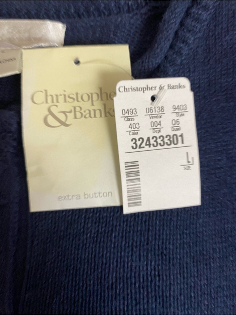 Christopher & Banks Vintage 90’s Navy Half Sleeve Crewneck Cardigan - Picture 7 of 9